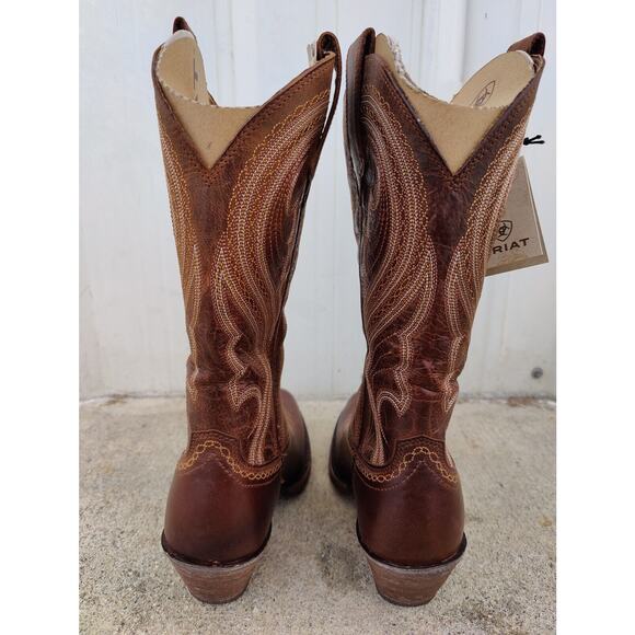 Ariat Lively Womens Sz 8 B Sassy Brown Leather Cowboy Square Toe 12" Boots - Picture 5 of 8